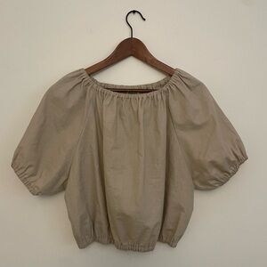 MACK MADE Handmade Linen Oatmeal Beige Puff Sleeve Top (Made in Kitchener, ON!)